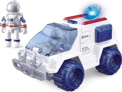 Set lodër hapësinor Madej Piqneer, makinë kozmike me astronaut, dritë dhe tinguj, bardh e blu