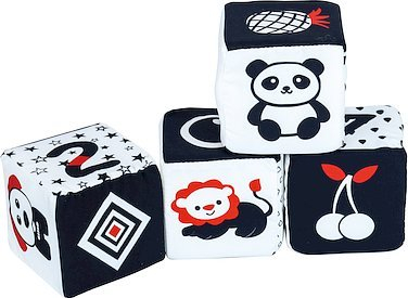 Blloqe senzoriale kontrastuese Smily Play, të buta, set për foshnja, bardh e zi