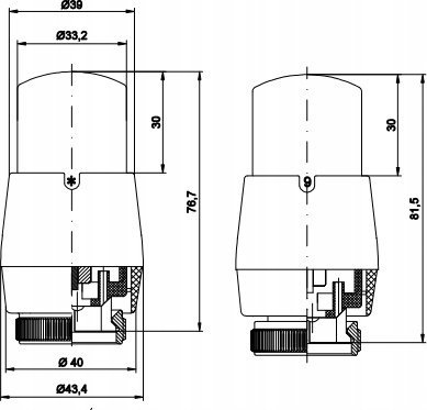 Valvul termostatike radiatori Vario Term Thermo Twins, lidhje 50 mm, montim majtas, e bardhë mat