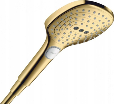 Kokë dushi Hansgrohe Raindance Select E 120 3jet, 120mm, tre rryma uji, ari me shkëlqim