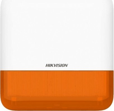 Sirena e jashtme wireless Hikvision AXPRO DS-PS1-E-WE, 110 dB, frekuenca 868 MHz, e bardhë portokalli