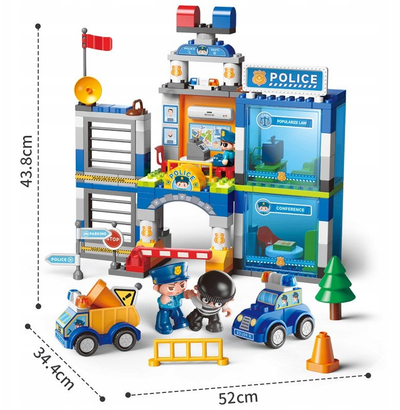 Lojë me blloqe Building Blocks City Action Police Station, 175 copë, stacion policie me burg, shumëngjyrëshe
