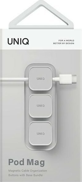 Organizues magnetik kabllosh Uniq Pod Mag, vetëngjitës, set 3 copë, gri