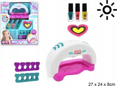 Set manikyri për kalamoj Girl's Creator Nail Art Studio, tharëse thonjsh me bateri, llakë dhe aksesorë, shumëngjyrësh