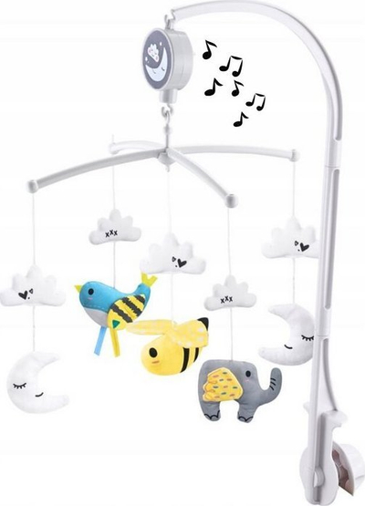 Karusel muzike për krevat Leantoys Wind Up, lodra pelushi, shumëngjyrësh