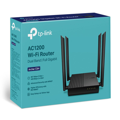 Router TP-Link Archer C64, AC1200, Gigabit, i bardhë