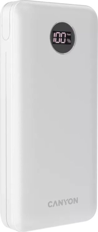 Power bank Canyon PB-2002W, 20000mAh, USB-C PD QC 3.0, i bardhë