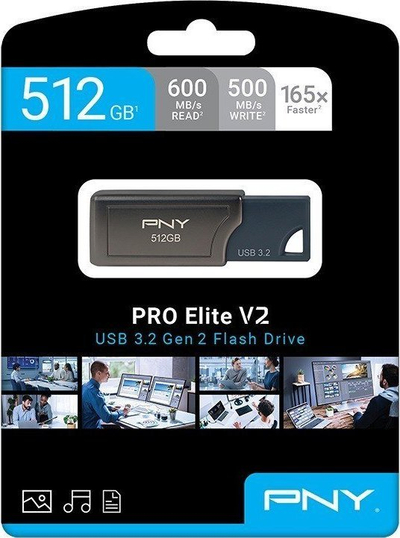 USB flash PNY PRO Elite V2, 512GB, USB 3.2 Gen 2, i zi
