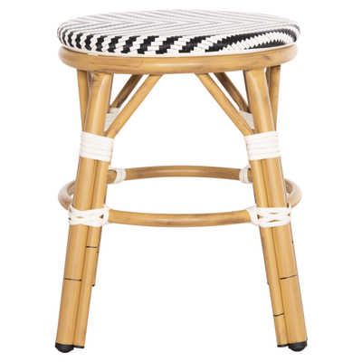 Stol i rrumbullakët Chino prej alumini Φ36x46Hcm (HM6285.03), bardhë/ zezë