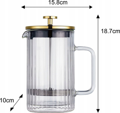 French press Klausberg KB-7760, 0.60L, xham borosilikat, ngjyrë ar
