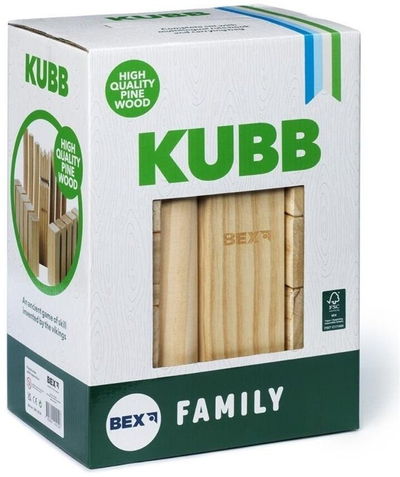 Loja me kubba Bex Viking Chess Kubb, dru natyral, për 2 ekipe, shumëngjyrëshe