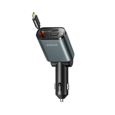 Karikues makine Joyroom JR-CCL07, 3 në 1, 60W PD, kabllo USB‑C tërheqëse, gri