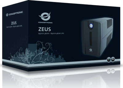 UPS Conceptronic ZEUS 650VA, 360W, prizë Schuko, i zi