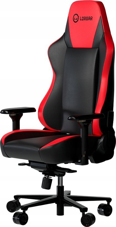 Karrige gaming Lorgar Base 311, lëkurë PU, mbështetëse 4D, e kuqe e zezë