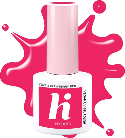 Llak xheli për thonj Hi Hybrid 374 Strawberry Red, UV, 5ml, e kuqe