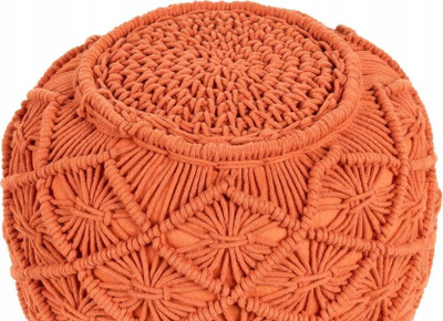 Puf pambuku BERKANE, macrame, rrumbullak, portokalli