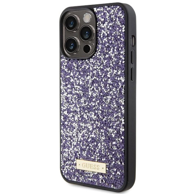 Kapak telefoni Guess Glitter GUHCP15XPFGSBSP për iPhone 15 Pro Max 6.7", plastik i fortë, lejla me shkëlqim