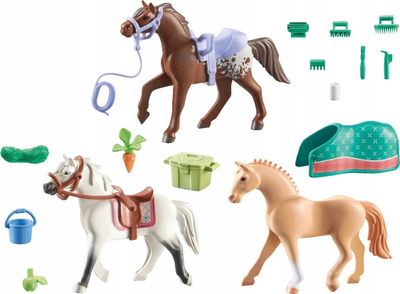 Set lodrash Playmobil 71356 Horses of Waterfall, 3 kuaj me shalë, 28 pjesë, shumëngjyrësh
