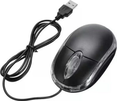 Maus optik AK190, me kabllo USB, 800 DPI, i zi