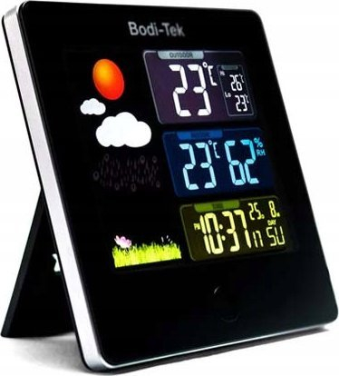 Stacion moti Bodi-Tek Weather Station BT-HGWS, ekran digjital, sensor jashtë, i zi