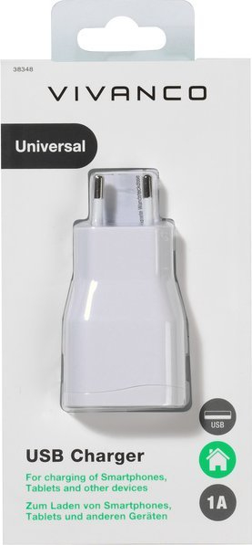 Karikues USB Vivanco, 5W, 1A, i bardhë