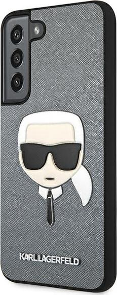 Kaiç telefoni Karl Lagerfeld Karl Head për Samsung Galaxy S22+, PU Saffiano, ngjyrë argjendi