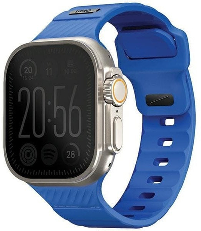Rrip dore Uniq Stride për Apple Watch 42/44/45/49 mm, FKM Rubber, blu e errët