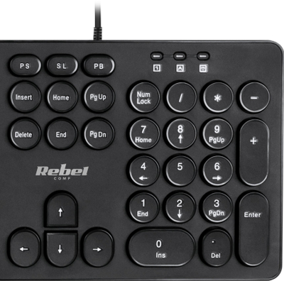 Tastierë Rebel WDK100, me kabllo USB 2.0, taste membranë, e zezë