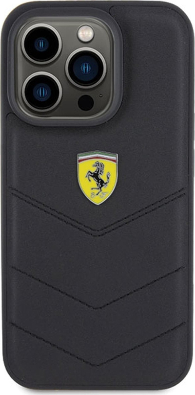 Kapak telefoni Ferrari FEHCP15LRDUK për iPhone 15 Pro, lëkurë, i zi