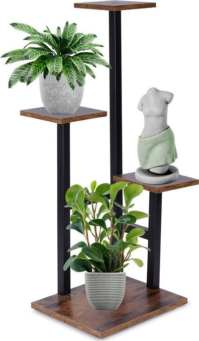 Метална стојалка за растенија Plant Stand, 4 нивоа, 84 cm, црна