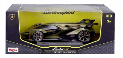 Maket makinë Lamborghini V12 Vision GT, shkallë 1:18, metal die-cast, jeshile metalike