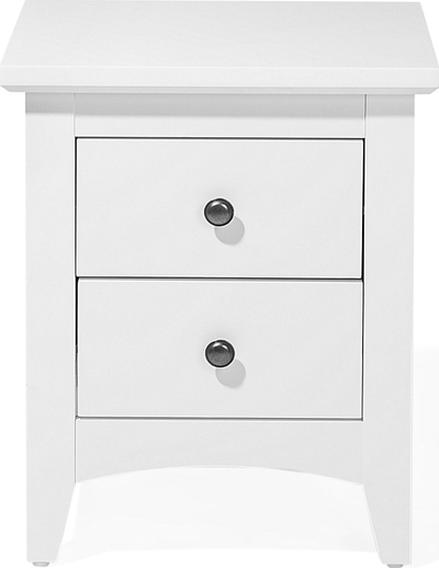 Komodinë anës krevati Bedside, 2 sirtarë, MDF, e bardhë