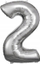 Balonë folje Amscan Super Shape, numri 2, 50 x 88 cm, argjendtë