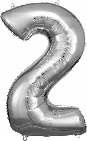 Balonë folje Amscan Super Shape, numri 2, 50 x 88 cm, argjendtë
