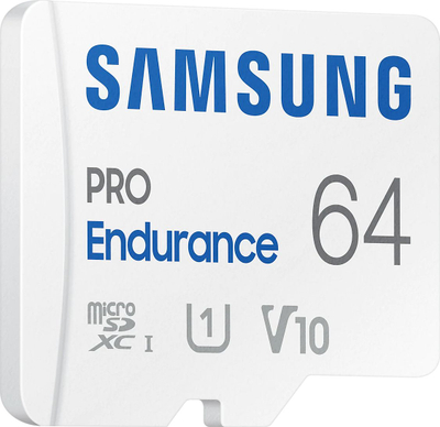 Kartë memorie Samsung PRO Endurance, 64GB, microSDXC UHS-I Class 10, e bardhë