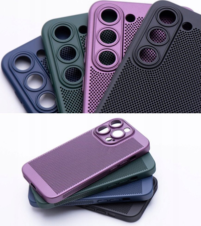 Kategori për telefon Breezy Samsung S24 Ultra, plastikë e fortë, dizajn i perforuar, vjollcë