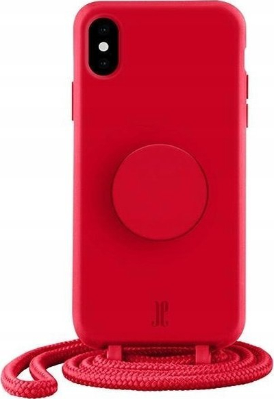 Mbrojtëse telefoni Just Elegance PopGrip për Apple iPhone X/Xs, TPU, me shirit varëse, e kuqe