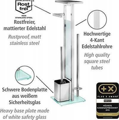 Set WC Wenko 23364100, çelik inox, me raft, argjendtë