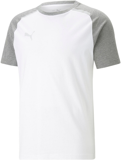 Bluzë sportive Puma TeamCUP Casuals Tee, pambuk poliester, e bardhë gri