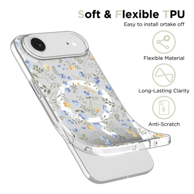 Kapak telefoni Tech-Protect FlexAir MagSafe, për iPhone 17 Pro, TPU fleksibël, me lule shumëngjyrëshe
