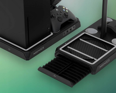 Bazë ftohëse dhe karikimi Yaxo Xeno Frost, për Xbox Series X S, Techno blu