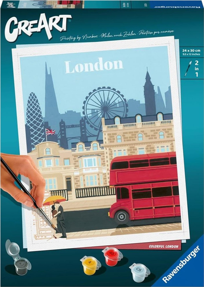 Set pikturimi Ravensburger CreArt London, paint by numbers, 24x30cm, shumëngjyrësh