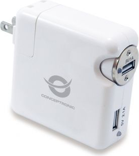 Set karikuesi USB Travel Conceptronic (CUSBCHARKIT), 2100mA, 2x USB, i bardhë