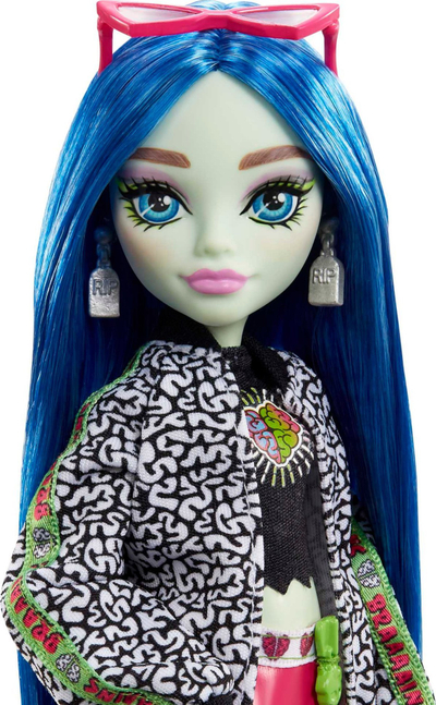 Kukull Monster High Ghoulia Yelps, me gjona, flokë blu