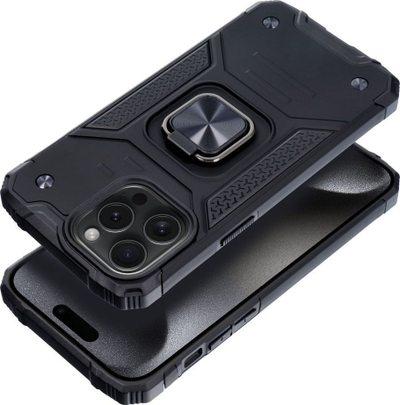 Mbrojtëse telefoni Nitro Armor për iPhone 15 Pro Max, me unazë stand, e zezë