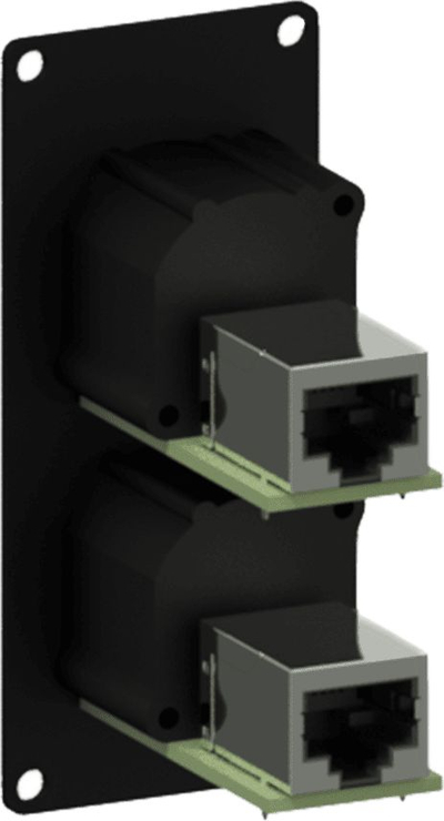 Modul lidhës Caymon CASY, 2x NE8FAH EtherCON, RJ45 femër, i zi