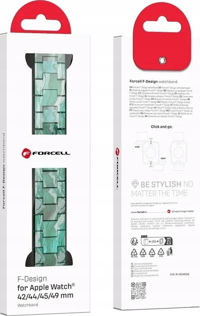 Rrip për orë Apple Forcell F-Design FA04, 42/44/45mm, plastikë rezinë, jeshil mermer
