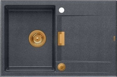 Кујнски мијалник Owen OWEN 111 GraniteQ, 1 када, вградено монтирање, black diamond со бакарни елементи