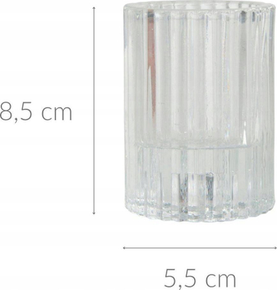 Mbajtëse qiriri Douceur d’Intérieur Ribbed, qelq, 5.5 cm, transparente