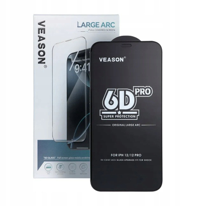 Mbrotës ekrani Tempered Glass Veason 6D Pro, set 10 copë, për iPhone 12 12 Pro, i zi